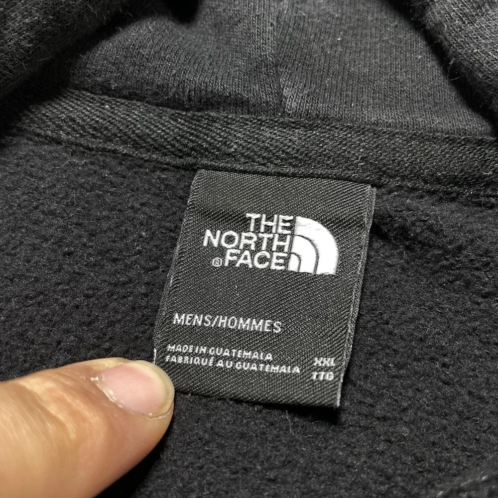 The North Face Hoodie Mens 2XL Black USA Flag Logo Fleece Pullover Sweatshirt